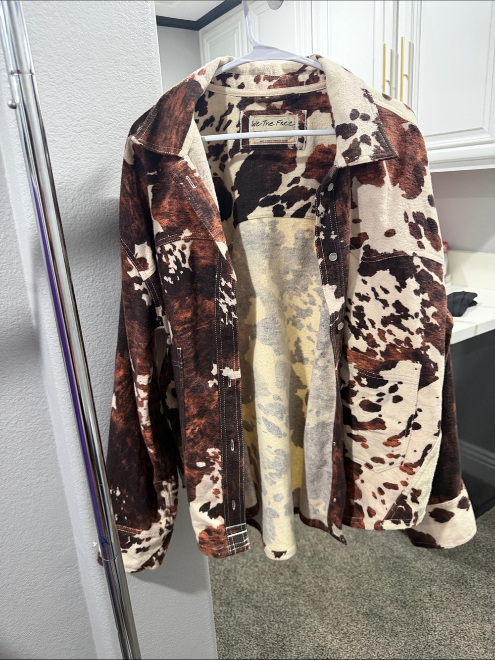 We The Free Brown and Cream Cow-Print Jacket
